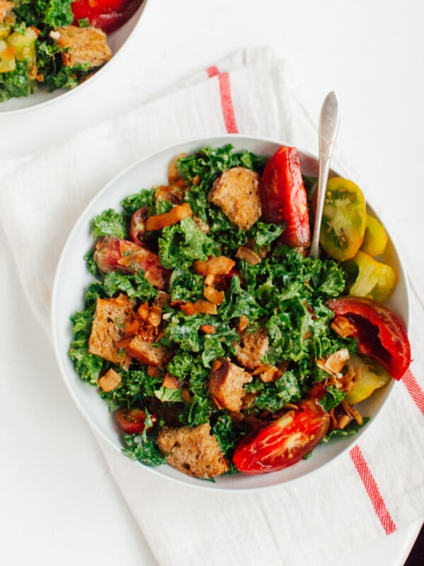 Heirloom BLT Kale Salad (with coconut bacon!)